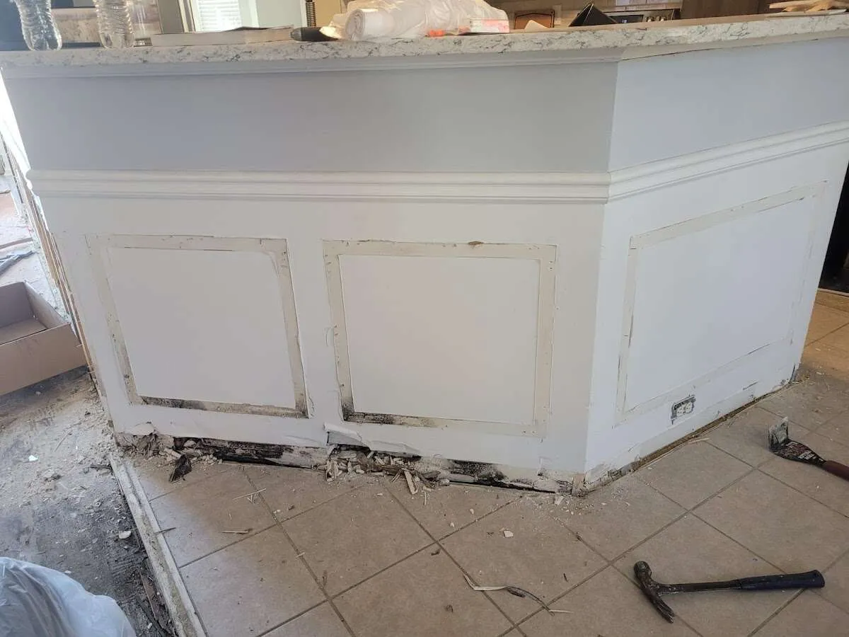 Water damage and mold on kitchen during Storm Damage Restoration in Sanford